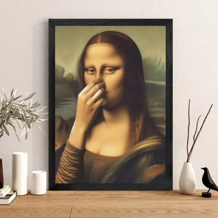 Mona Lisa mit einem Augenzwinkern – Humorvolles Poster