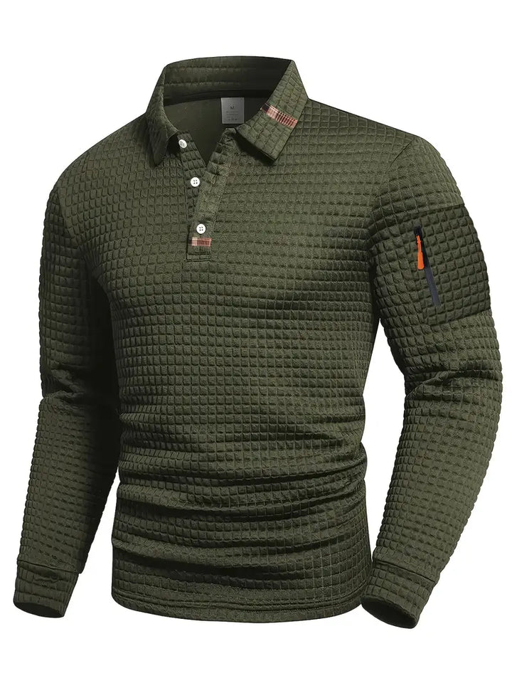 NordicWeave™ Herren Longsleeve Polo – Warm, Stilvoll & Bequem