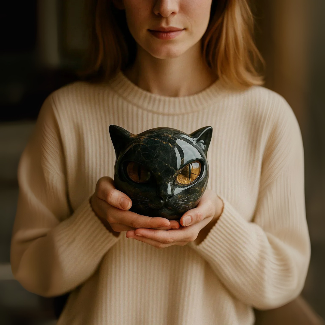Mystica™ Katzenfigur – Mystisches Design mit Marmoroptik
